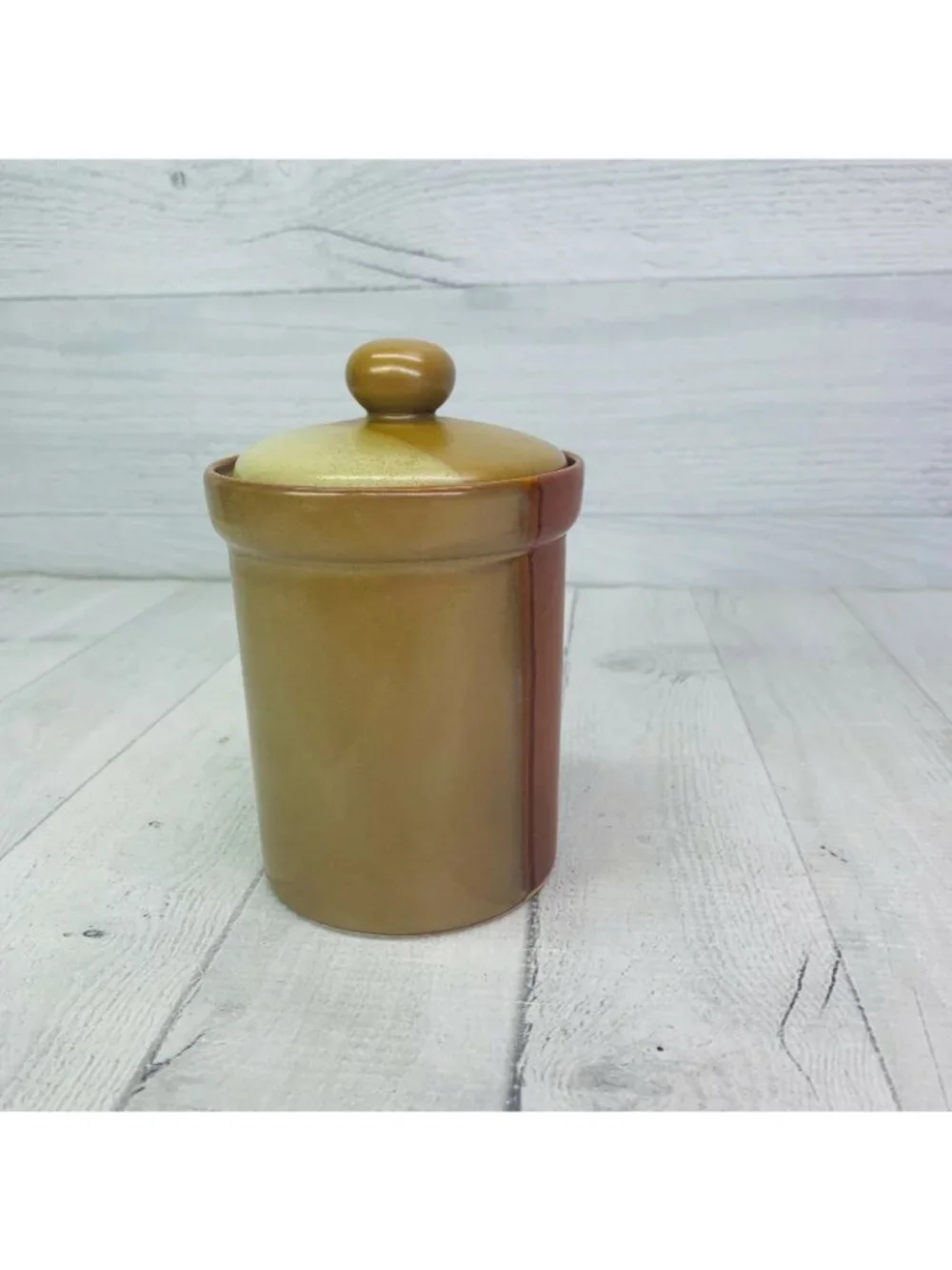 Sango GOLD DUST SIENNA 5039 Beige Tan Color Blocks Tea Lidded Handle Canister